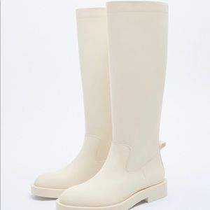 Zara Rubberized White Boots